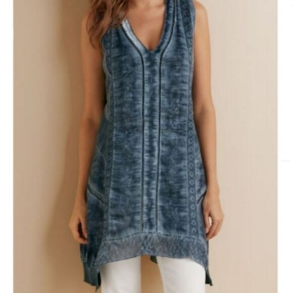 Soft Surroundings Ocean Fade Teal Tunic (PM) - Picture 1 of 6